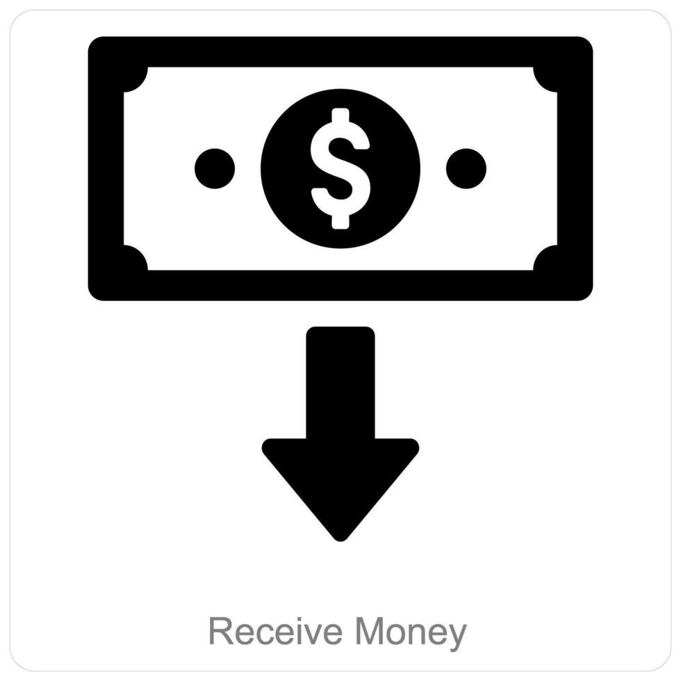 receber dinheiro e receber Forma de pagamento ícone conceito vetor