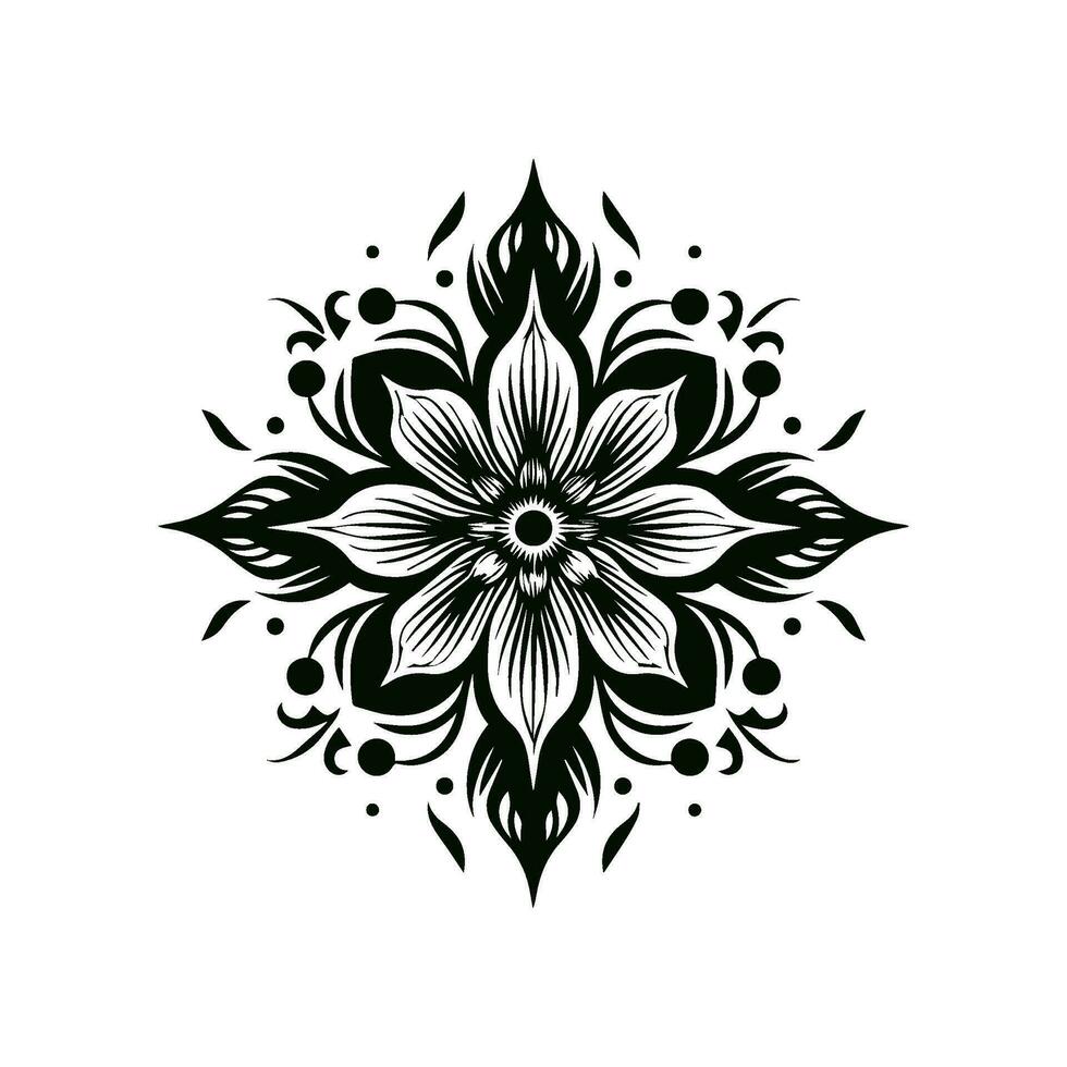 mão desenhado flor tatuagem, geométrico flor arte vetor isolado em branco fundo