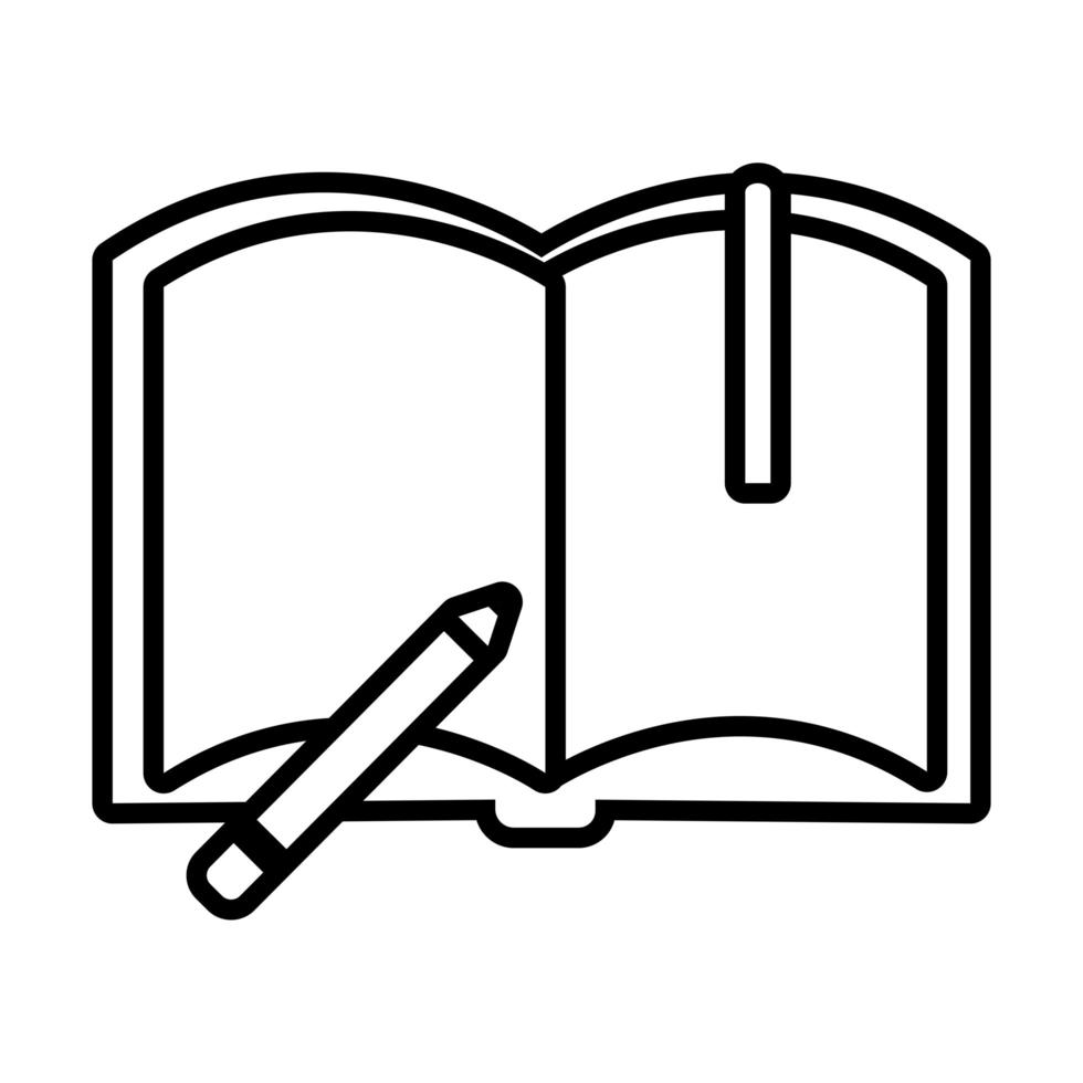 livro de texto com ícone de estilo de linha de lápis vetor