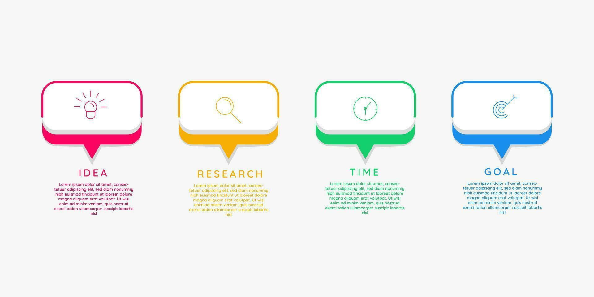 o negócio infográficos modelo. Linha do tempo com 4 passos, opções. pode estar usava para fluxo de trabalho diagrama, informação gráfico, rede Projeto. vetor ilustração