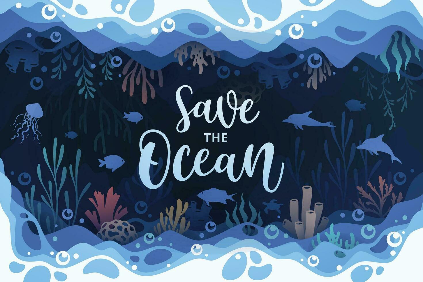 fundo arte conceito do oceanos embaixo da agua mundo ilustração vetor