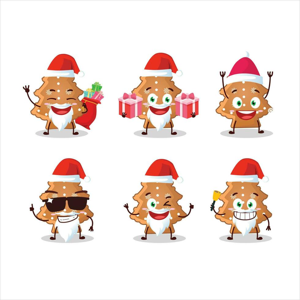 santa claus emoticons com azul santa saco desenho animado personagem vetor