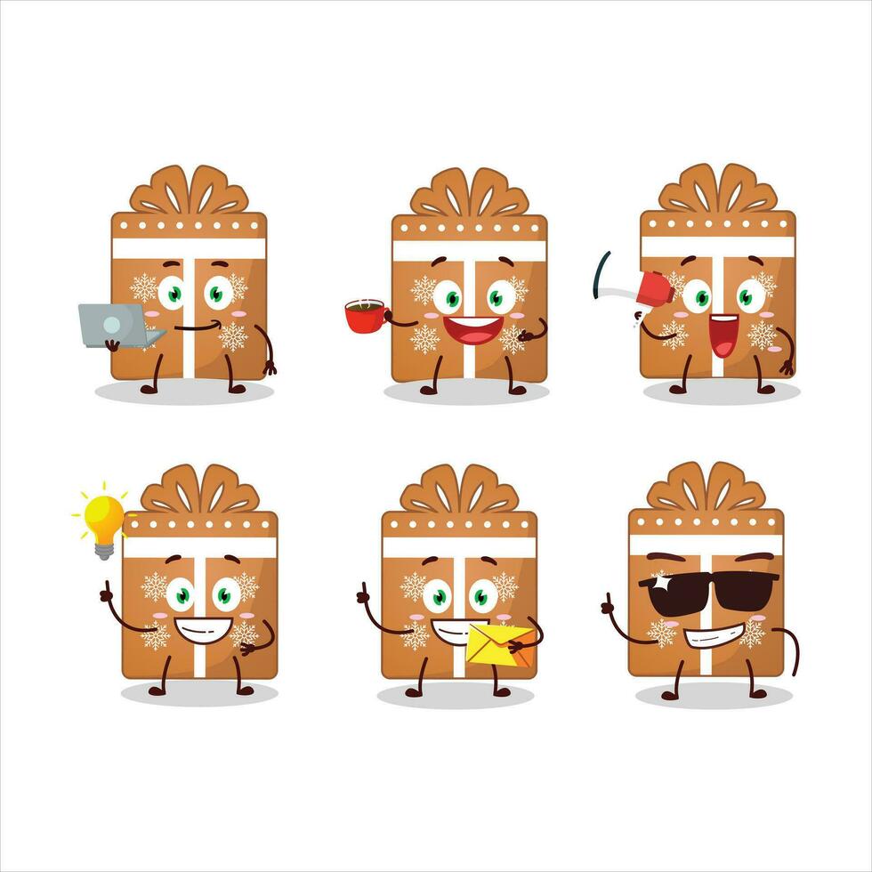 presente biscoitos desenho animado personagem com vários tipos do o negócio emoticons vetor