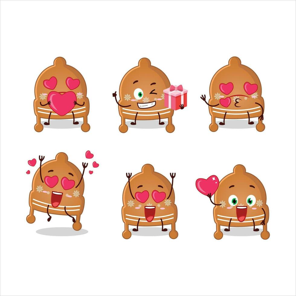 Natal chapéu biscoitos desenho animado personagem com amor fofa emoticon vetor