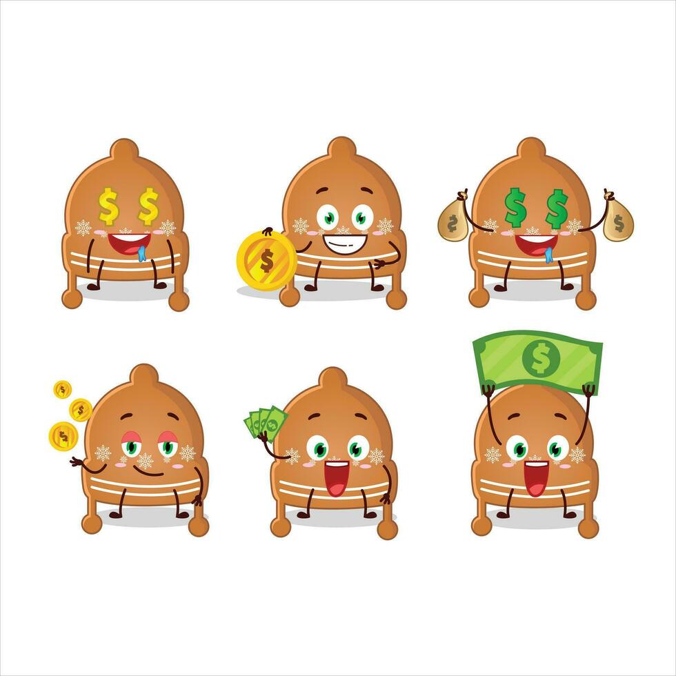 Natal chapéu biscoitos desenho animado personagem com fofa emoticon trazer dinheiro vetor