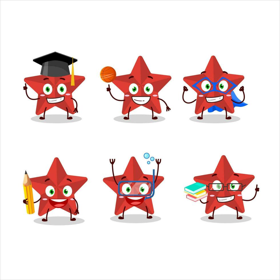escola aluna do Novo vermelho estrelas desenho animado personagem com vários expressões vetor