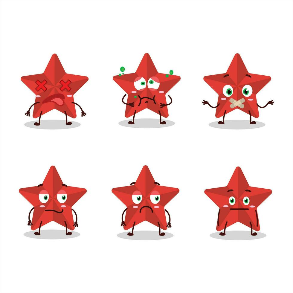 Novo vermelho estrelas desenho animado personagem com Não expressão vetor