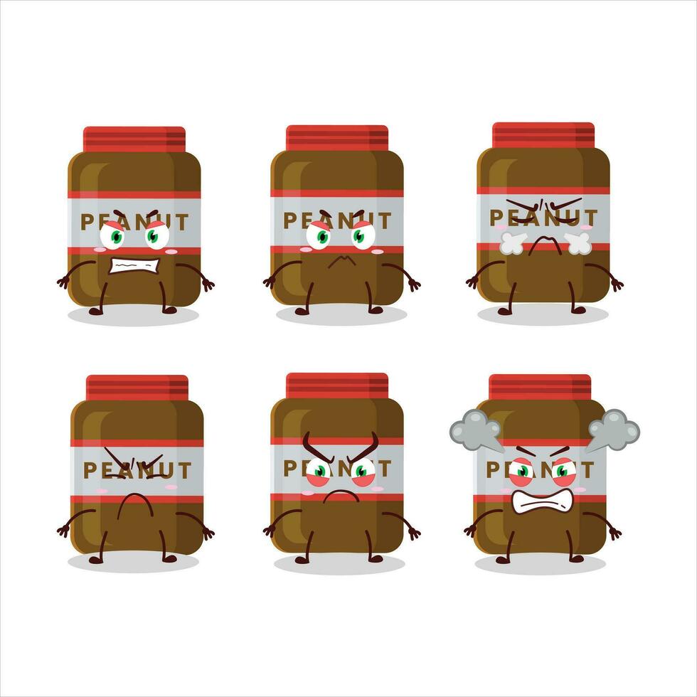amendoim jarra desenho animado personagem com vários Bravo expressões vetor