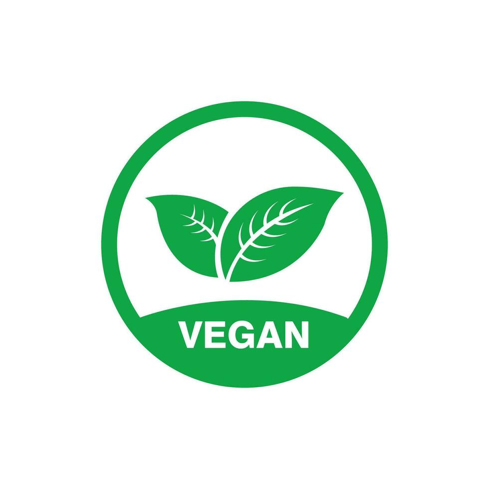vegano ícone vetor. orgânico, biografia, eco símbolo. vegano, não carne, lactose livre, saudável, fresco e não-violento Comida. verde volta vetor ilustração com folhas para adesivos, etiquetas e logotipos