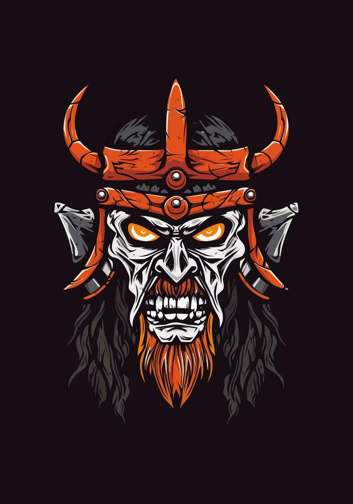 zumbi viking Guerreiro ilustração vetor