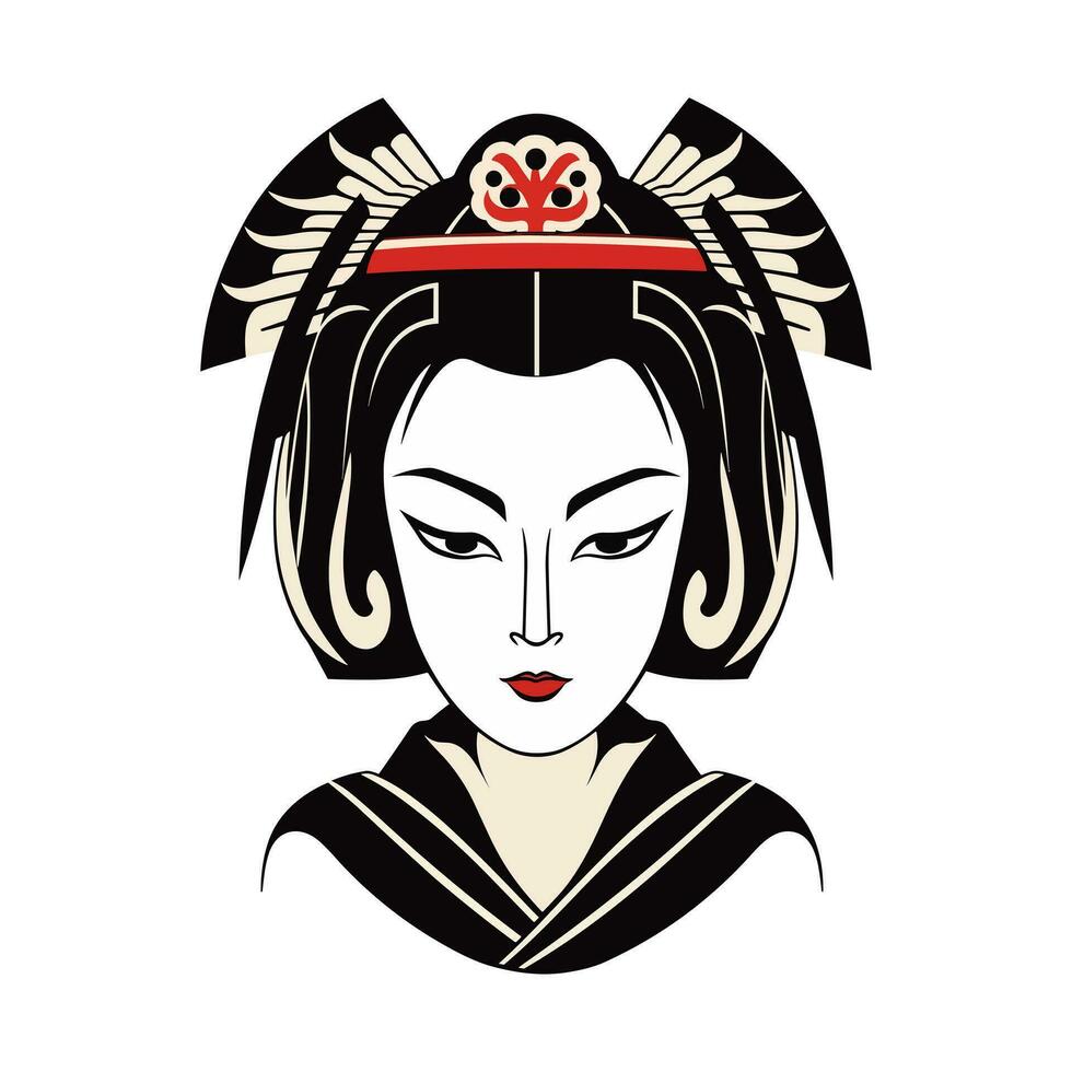 intrincadamente mão desenhado japonês gueixa menina ilustração, perfeito para criando único e visualmente deslumbrante logotipo desenhos vetor