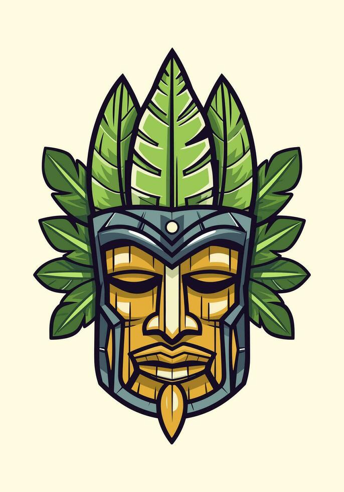 capturar a essência do tribal arte com uma desenhado à mão de madeira tiki mascarar logotipo. Está rústico charme e cultural significado faço isto uma se destacarem escolha para seu marca vetor