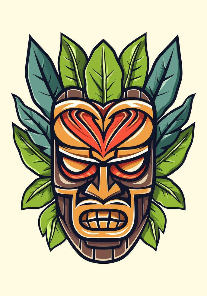 capturar a essência do tribal arte com uma desenhado à mão de madeira tiki mascarar logotipo. Está rústico charme e cultural significado faço isto uma se destacarem escolha para seu marca vetor