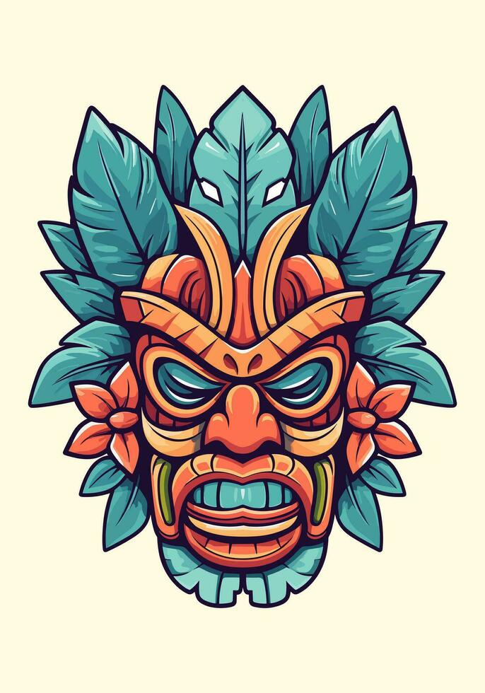 capturar a essência do tribal arte com uma desenhado à mão de madeira tiki mascarar logotipo. Está rústico charme e cultural significado faço isto uma se destacarem escolha para seu marca vetor