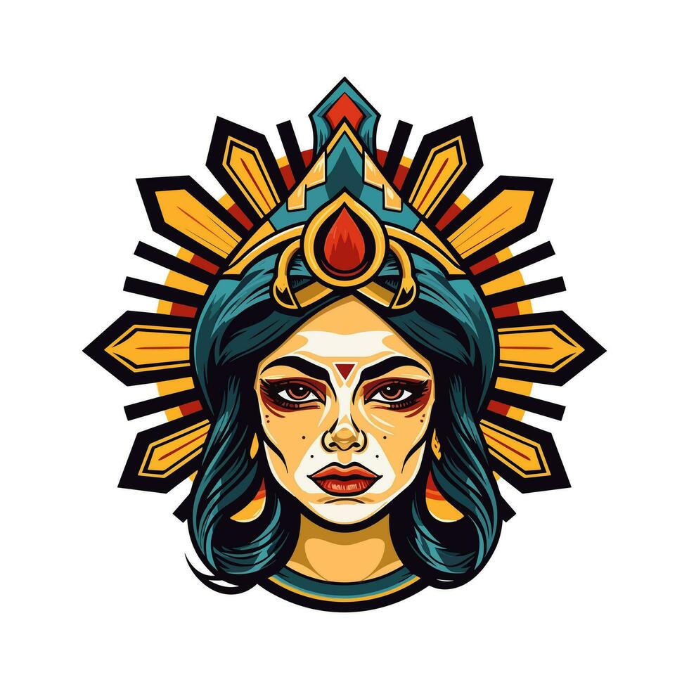 rainha menina logotipo Projeto ilustração uma fusão do arte e cultura, capturando a espírito e resiliência do a chicano comunidade. audacioso, capacitar, e visualmente impressionante vetor
