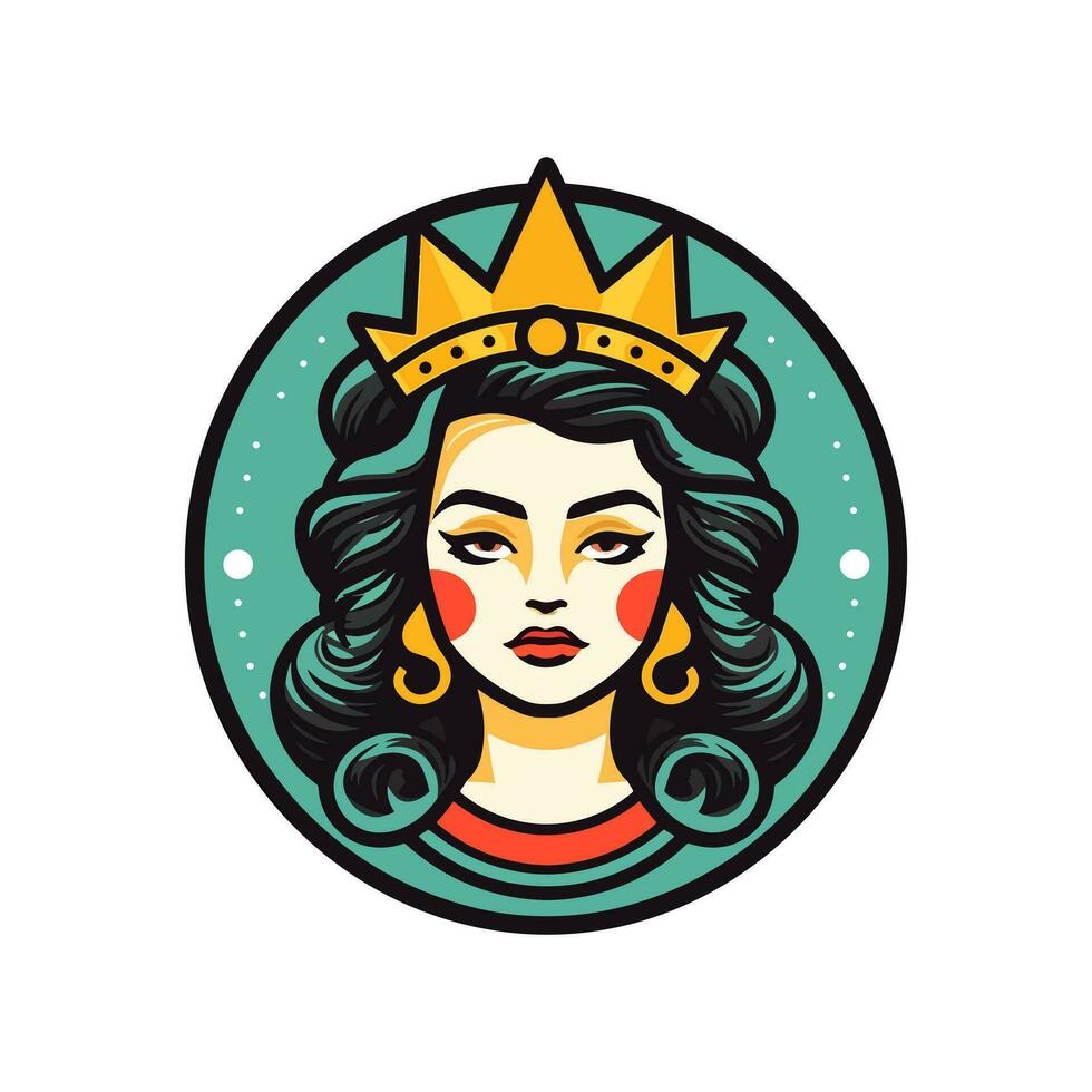 rainha Princesa chicano menina mão desenhado logotipo Projeto ilustração vetor