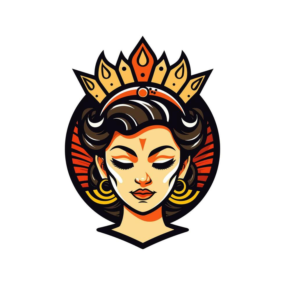 rainha Princesa chicano menina mão desenhado logotipo Projeto ilustração vetor