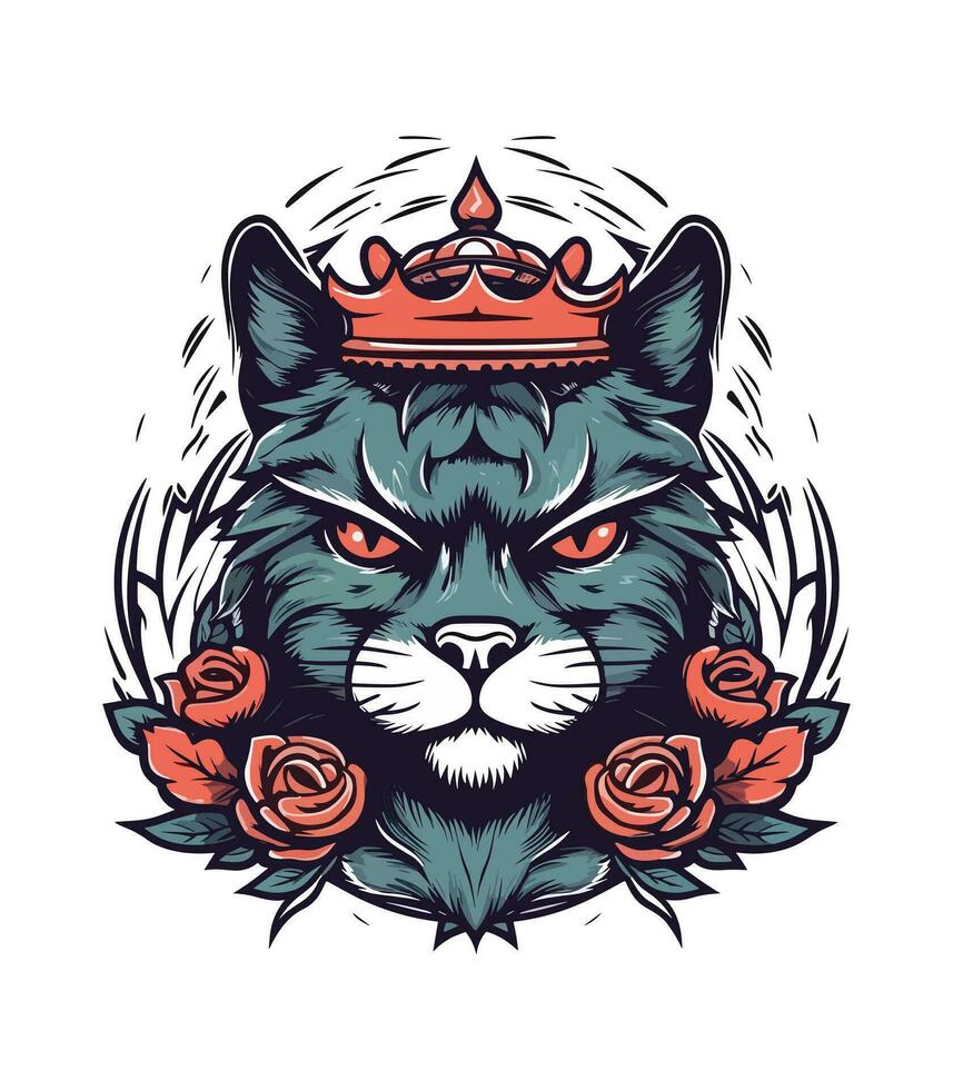 gato cabeça com flor decoração vetor grampo arte ilustração