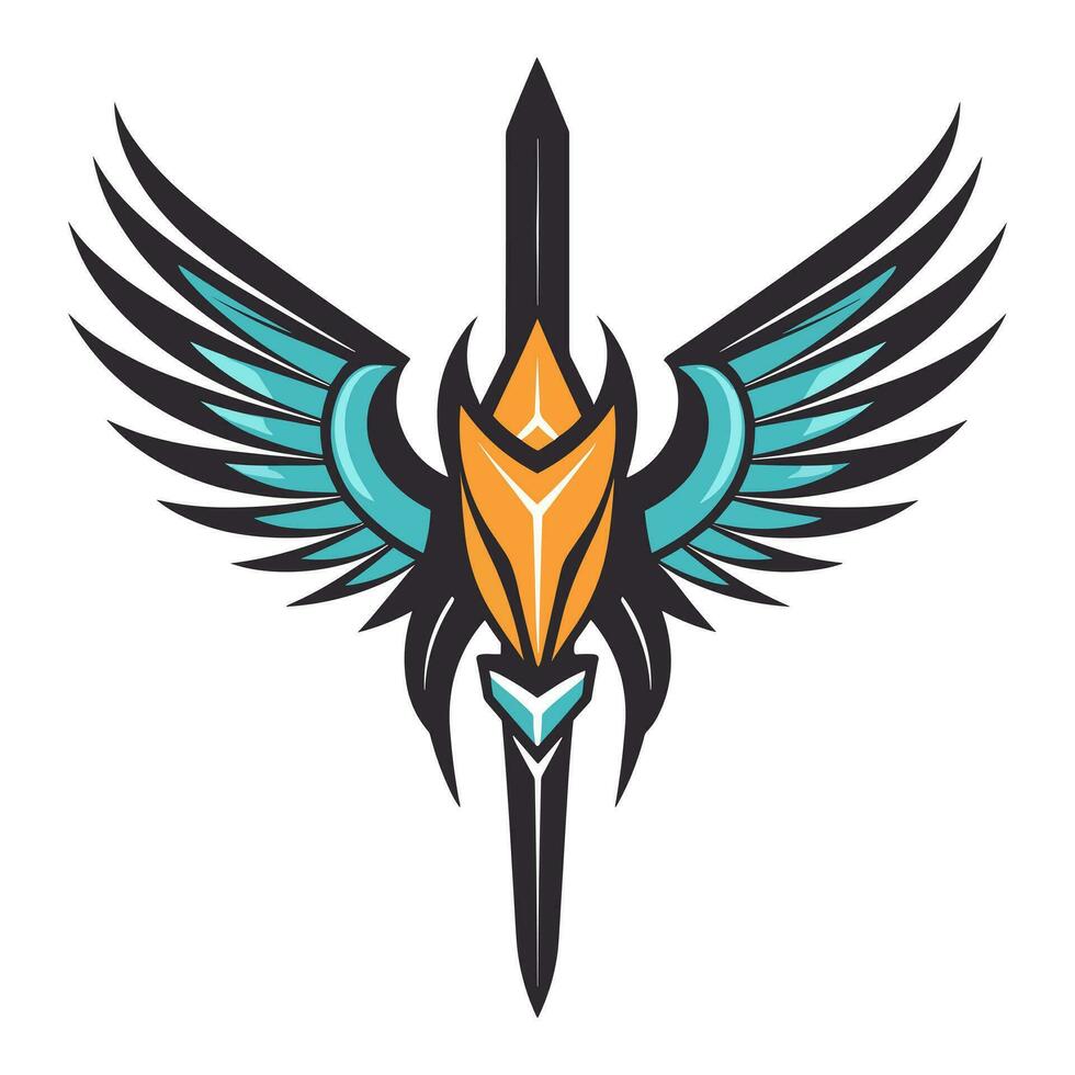 espada asas logotipo símbolos vetor grampo arte ilustração