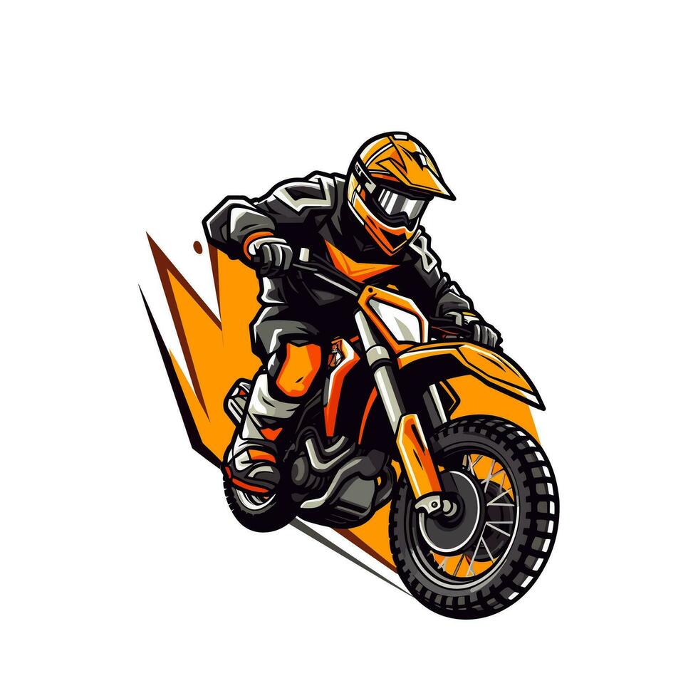 motocross logotipo cavaleiros dentro motor vetor grampo arte ilustração