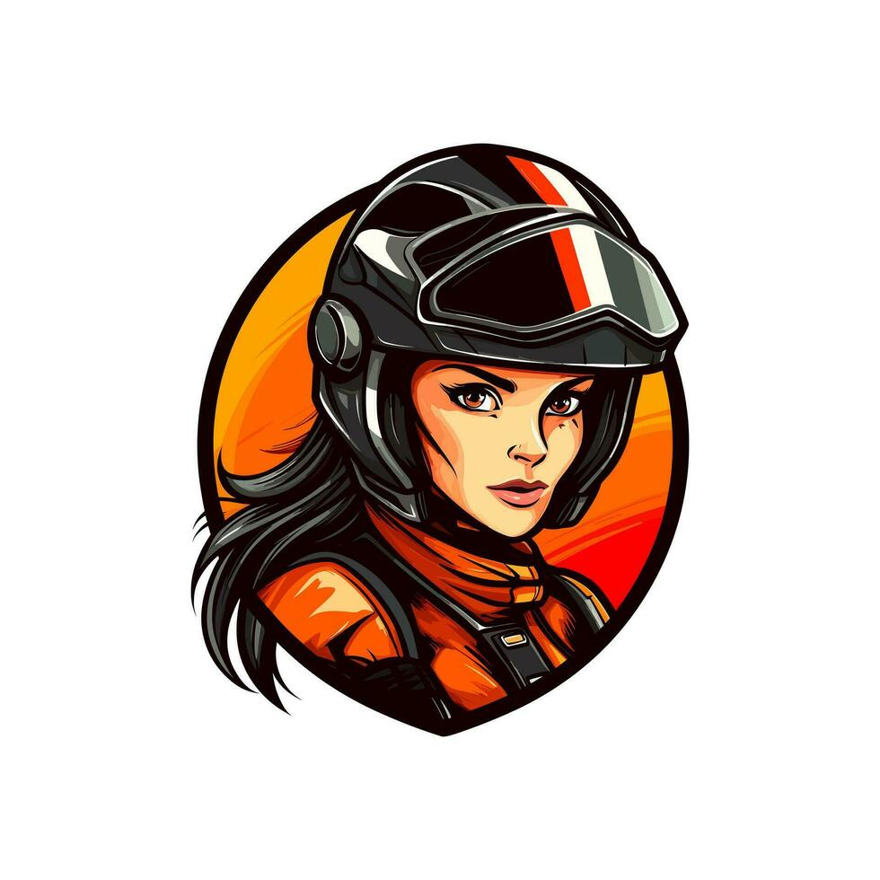 motocross logotipo menina capacete vetor grampo arte ilustração