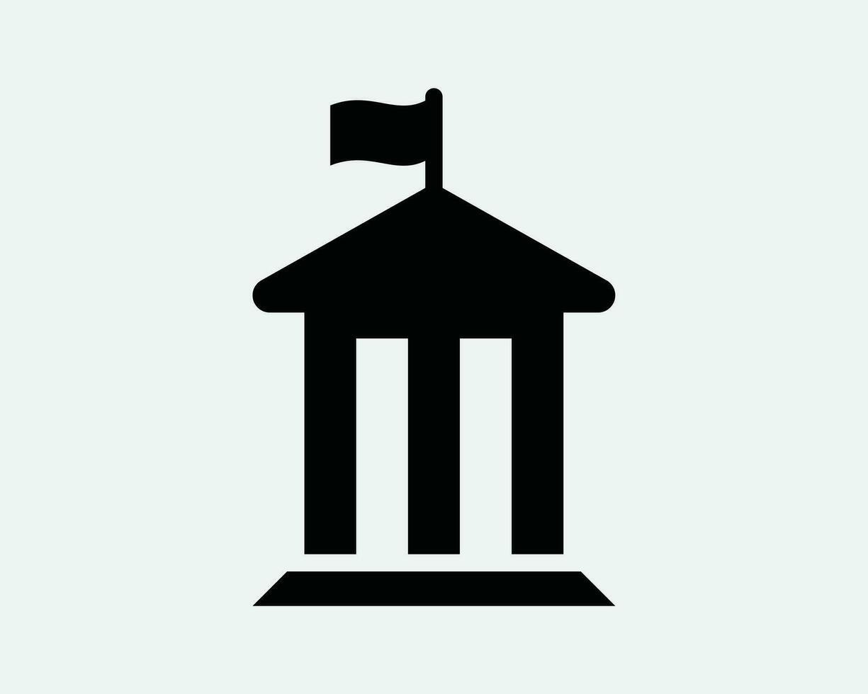 governo construção ícone. banco museu clássico romano estrutura Igreja universidade casa bandeira Preto branco gráfico clipart obra de arte símbolo placa vetor eps