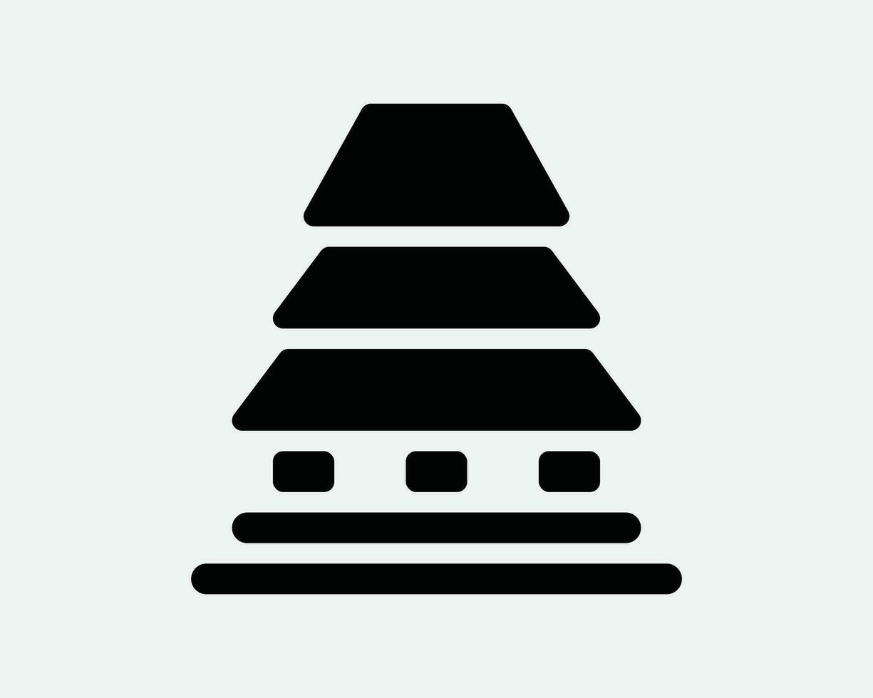 têmpora ícone. tradicional ásia construção Japão japonês religião pagode budista budismo. Preto branco gráfico clipart obra de arte símbolo placa vetor eps