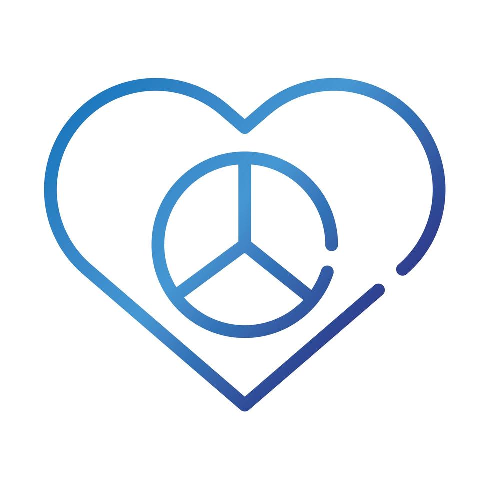 símbolo da paz e do amor no ícone de estilo gradiente de coração vetor