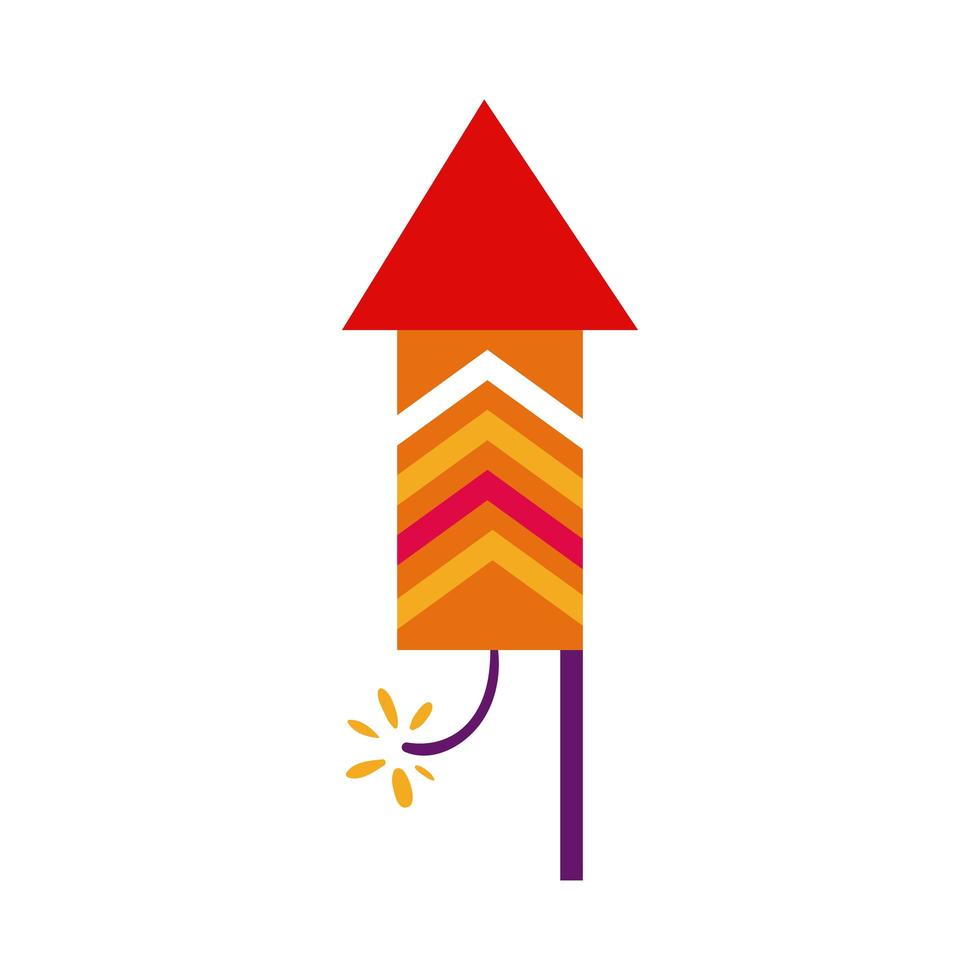 ícone de estilo plano de fogos de artifício de foguete diwali vetor