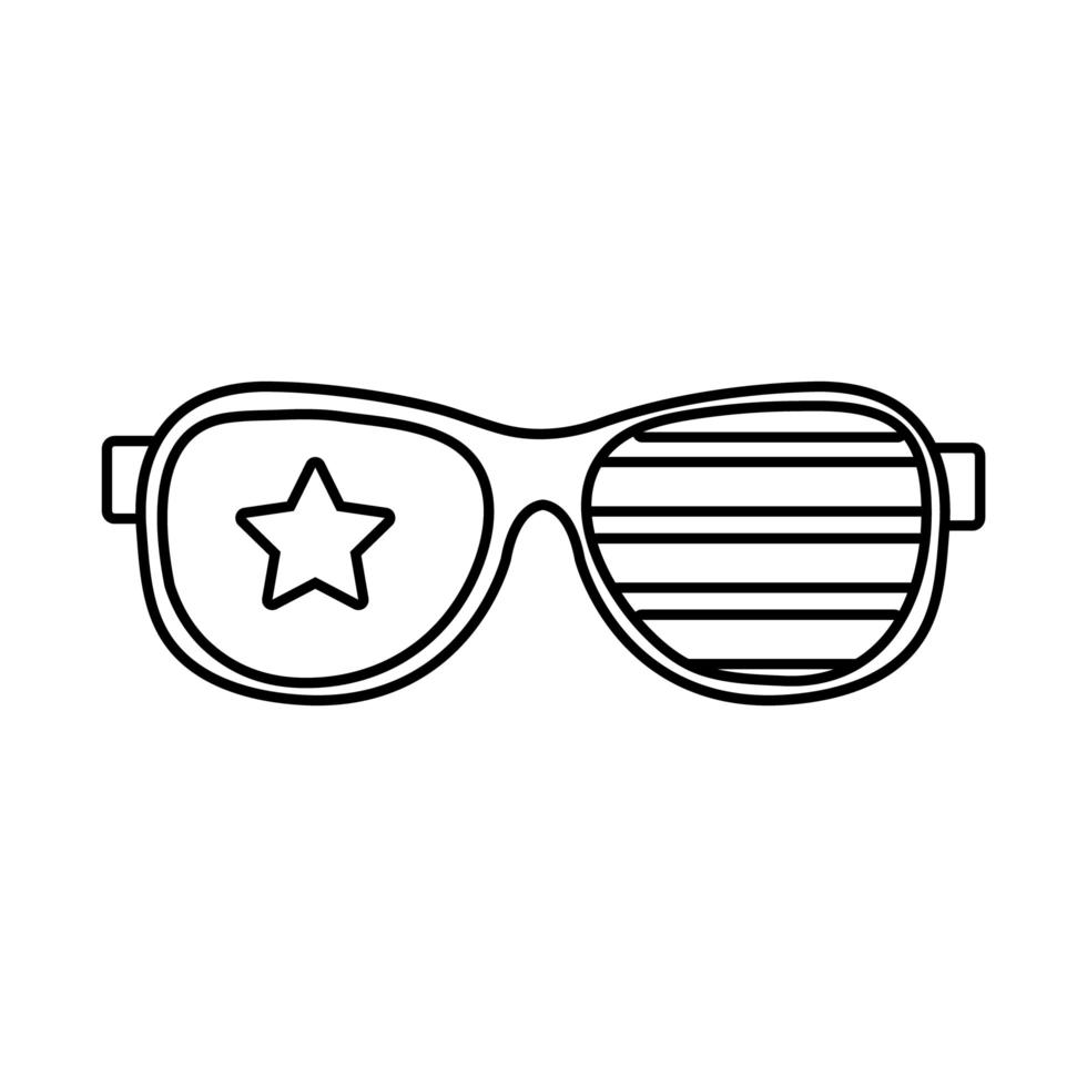 ícone de estilo de linha da bandeira das eleições dos EUA em óculos vetor