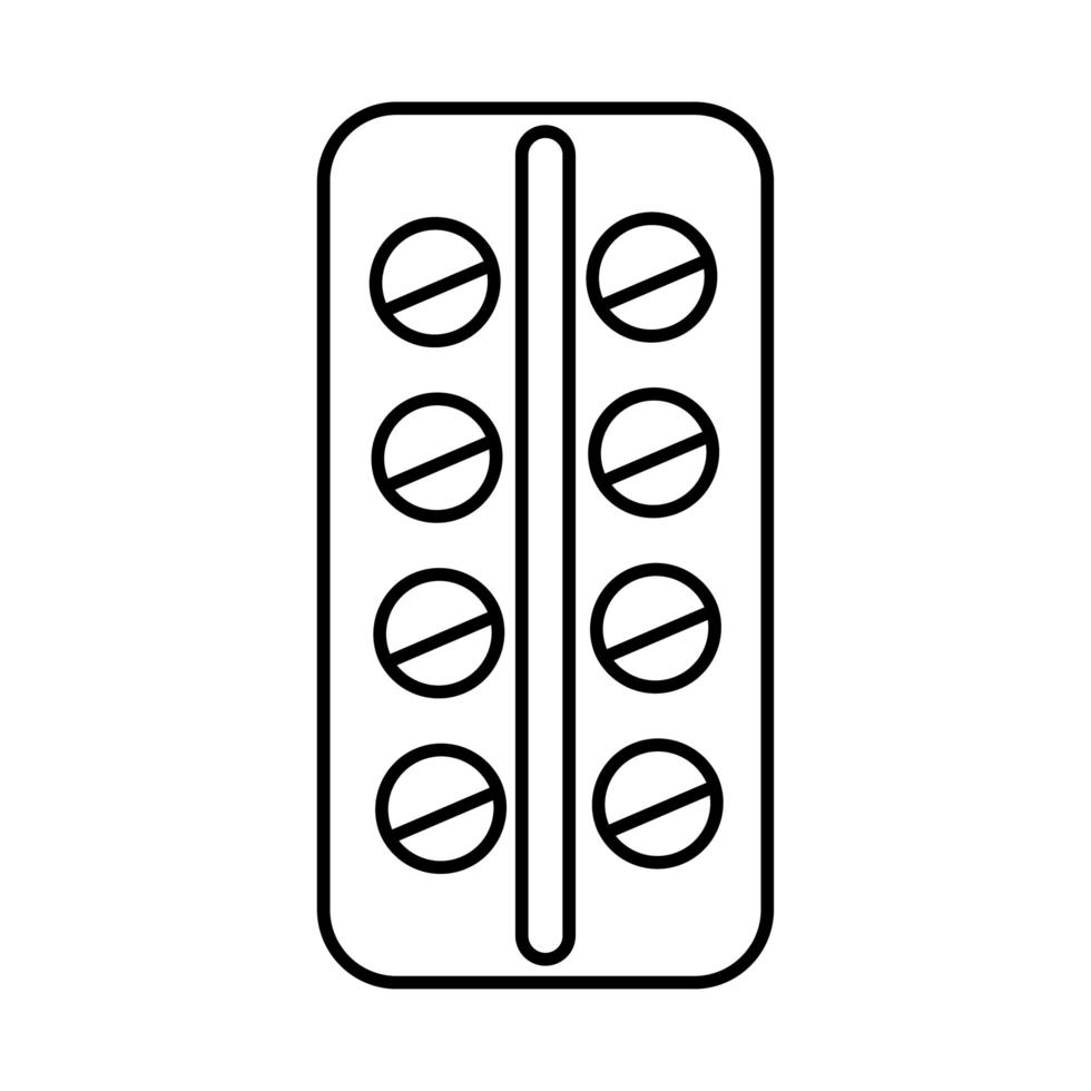 medicamento pílulas drogas selo ícone de estilo de linha vetor