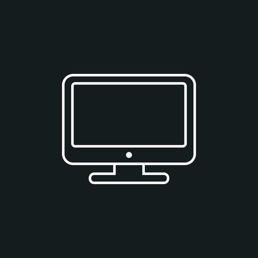 computador vetor ilustração dentro linha estilo. monitor plano ícone. televisão símbolo.