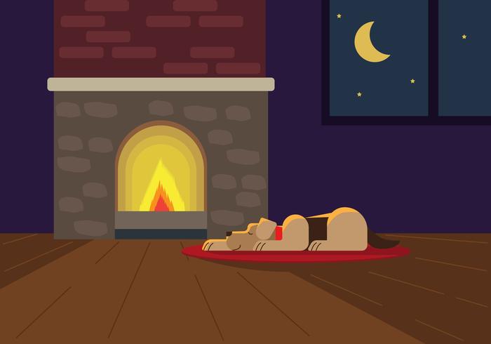 Fireside Animais De Estimação Ilustração Vetorial vetor