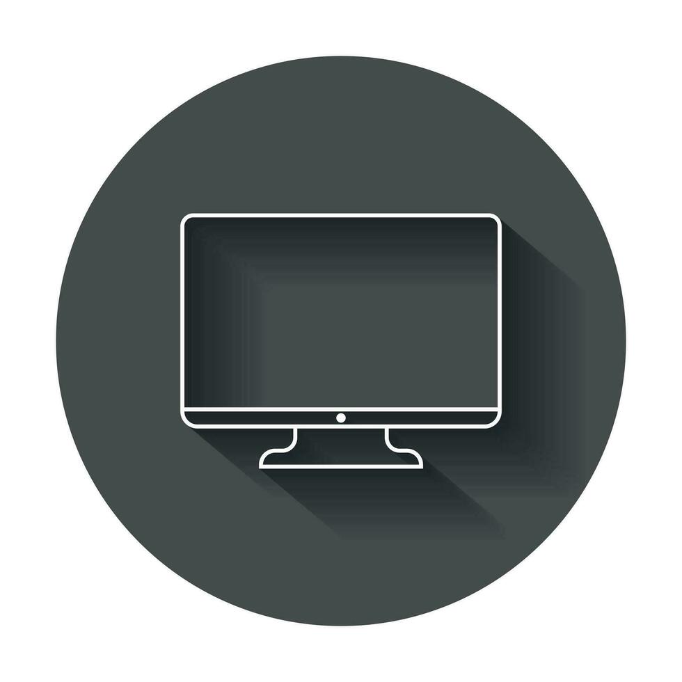 computador vetor ilustração dentro linha estilo. monitor plano ícone. televisão símbolo com grandes sombra.