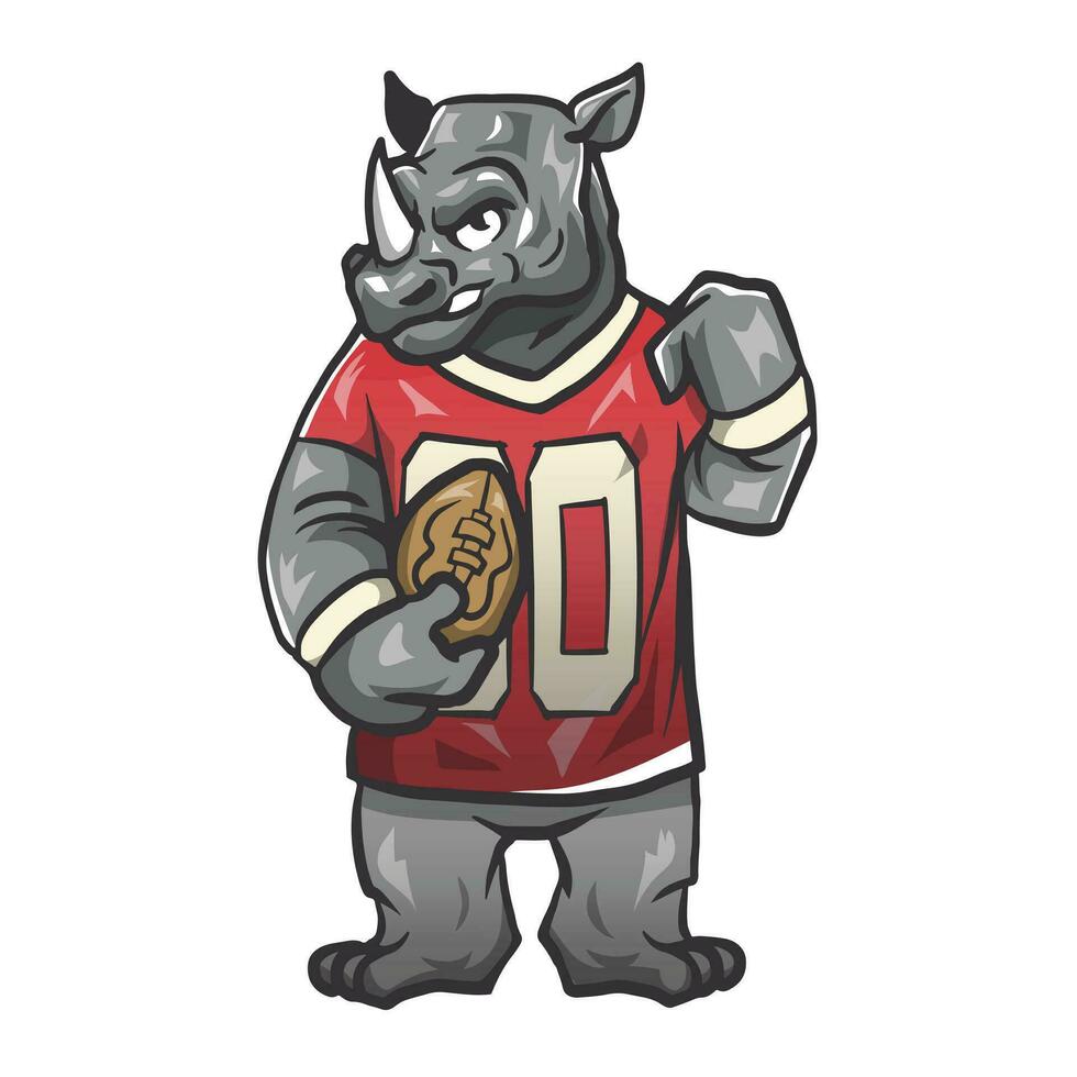 rinoceronte mascote Como uma americano futebol jogador vetor