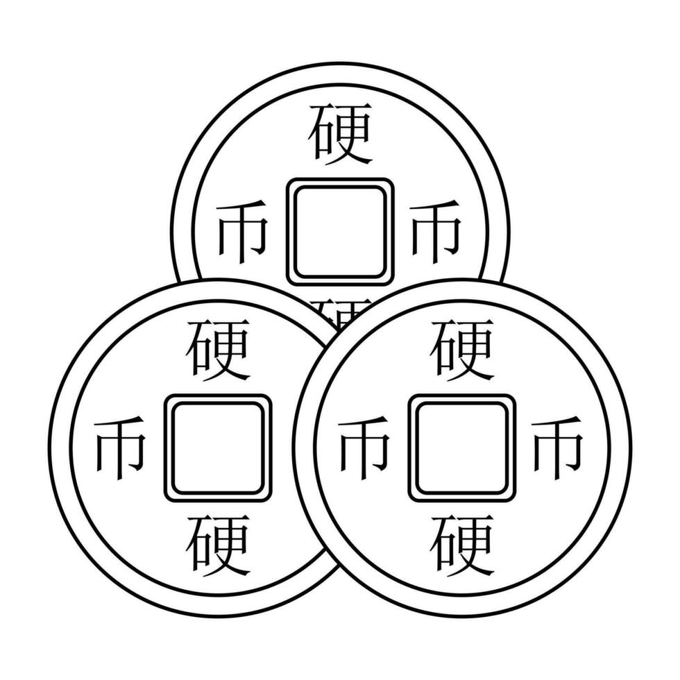 chinês Novo ano ícone lineart Preto branco pronto para cor. fofa ícone conjunto vetor