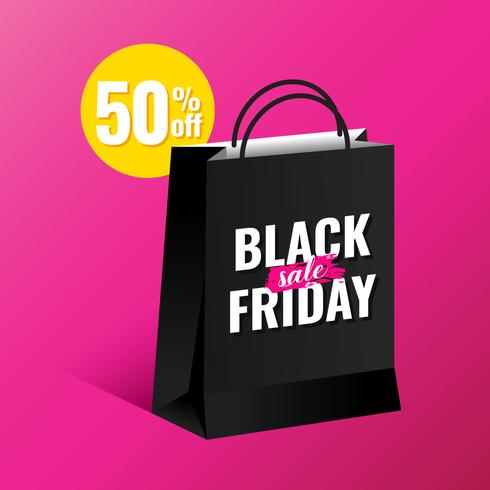 Saco de compras Black Friday Sale Design Template vetor