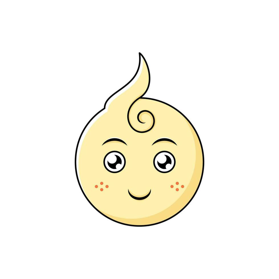 sorrir expressão. fofa bebê emoticon. cor, plano e simples esboço estilo. usava para ícone, adesivo ou logotipo vetor