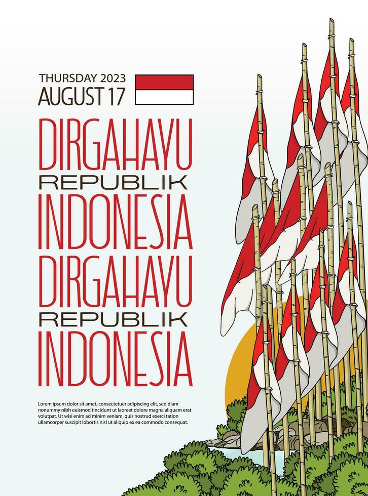 dirgahayu kemerdekaan republik Indonésia. tradução feliz indonésio independência dia ilustração vetor