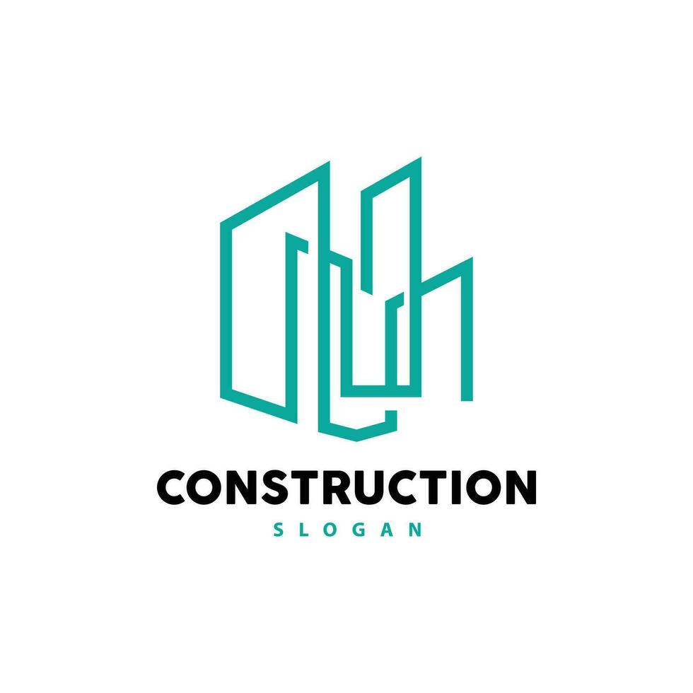 construção logotipo, vetor para construção construção, Prêmio simples linha Projeto