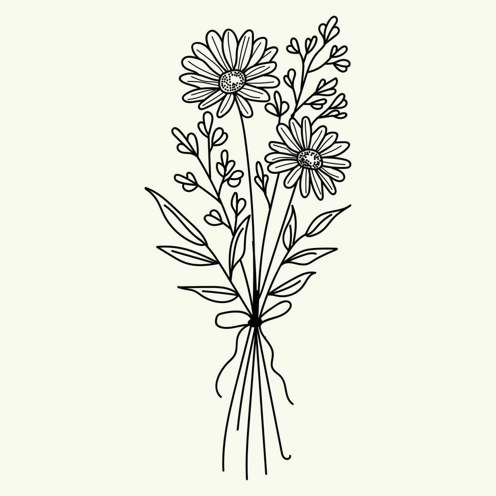 lindo realista desenhado à mão artístico floral vintage ramalhete composição decorativo esboço vetor