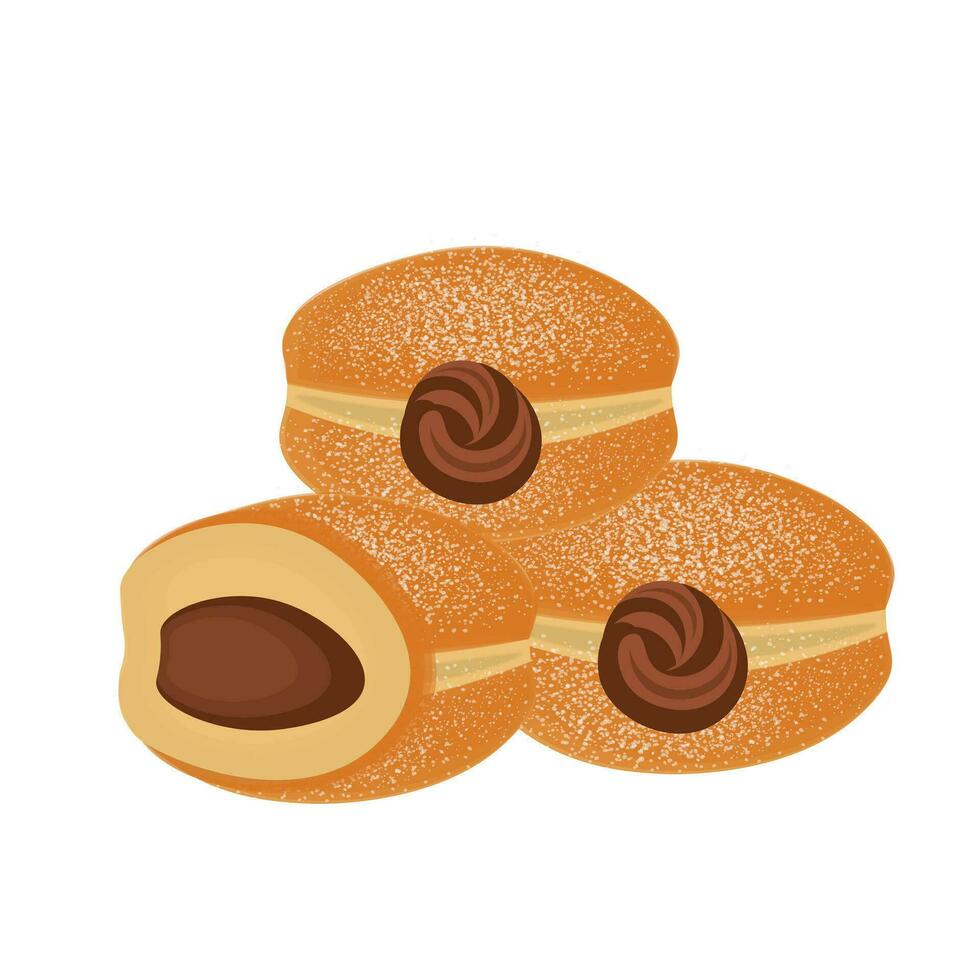 bombolone chocolate preenchidas rosquinha realista ilustração logotipo vetor