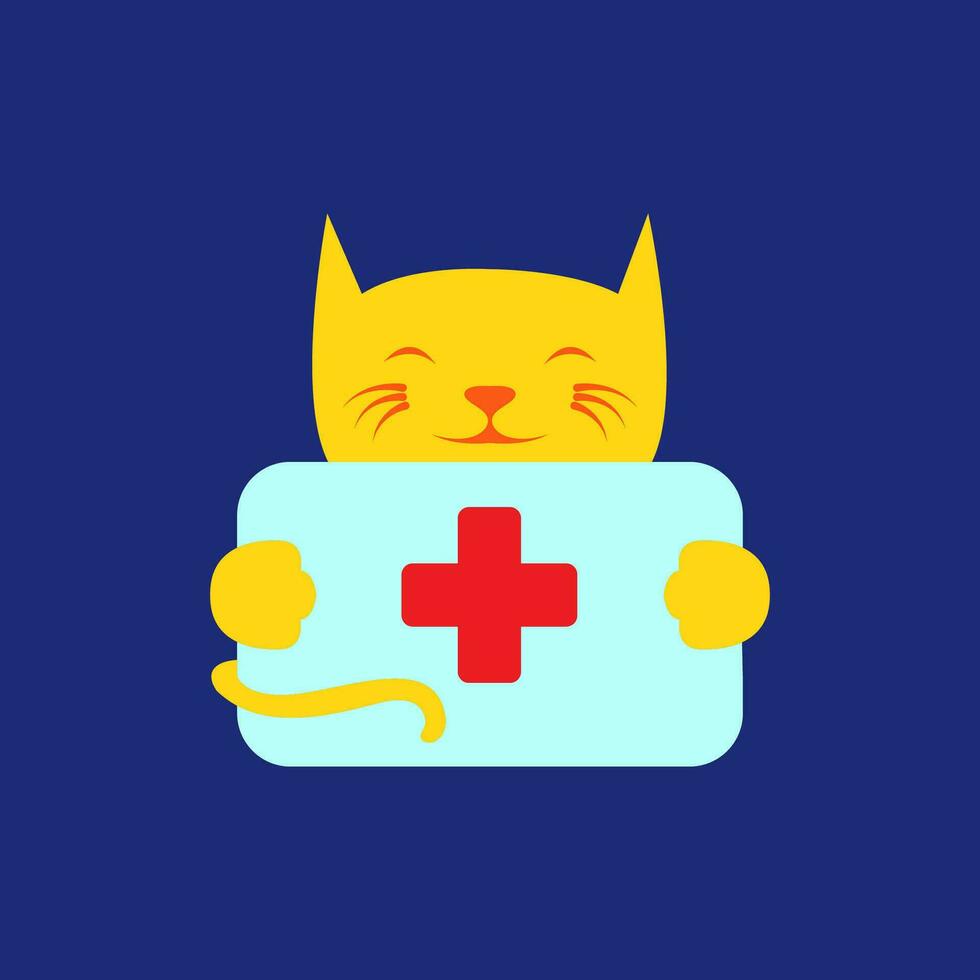 animal animais de estimação gato Cuidado saúde médico mascote desenho animado logotipo Projeto vetor