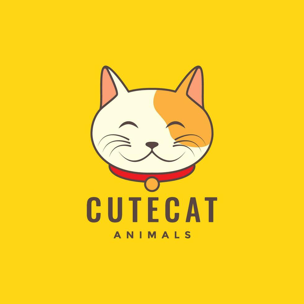 animal animais de estimação gato cabeça mascote desenho animado fofa sorrir logotipo Projeto vetor
