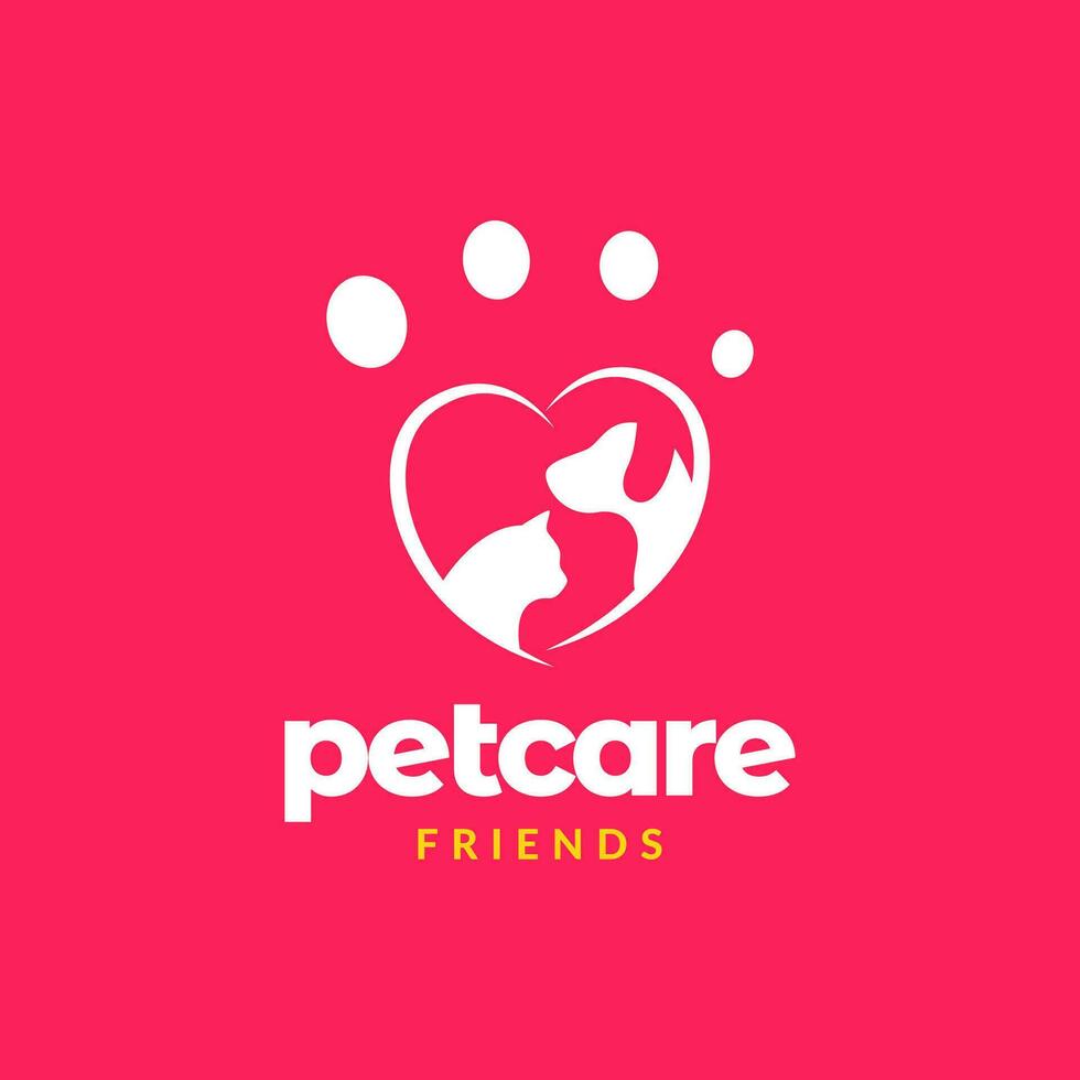animal animais de estimação Cuidado cachorro gato amor coração moderno colorida logotipo Projeto vetor