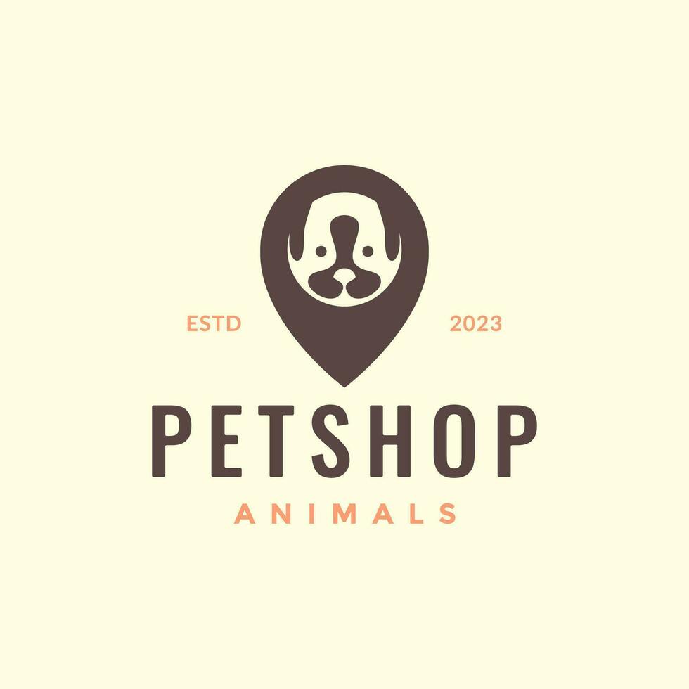 animal animais de estimação cachorro animal fazer compras ponto mapa Lugar, colocar moderno mascote logotipo Projeto vetor