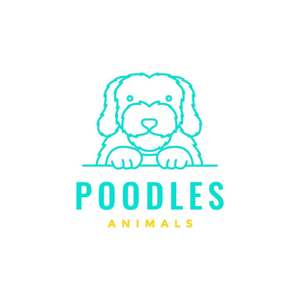 animal animais de estimação cachorro poodle linha arte simples mascote desenho animado logotipo Projeto vetor