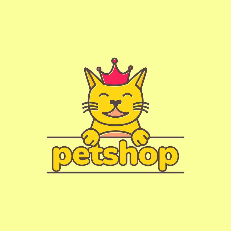 animal animais de estimação gato gatinho coroa rei animal fazer compras mascote desenho animado fofa logotipo Projeto vetor