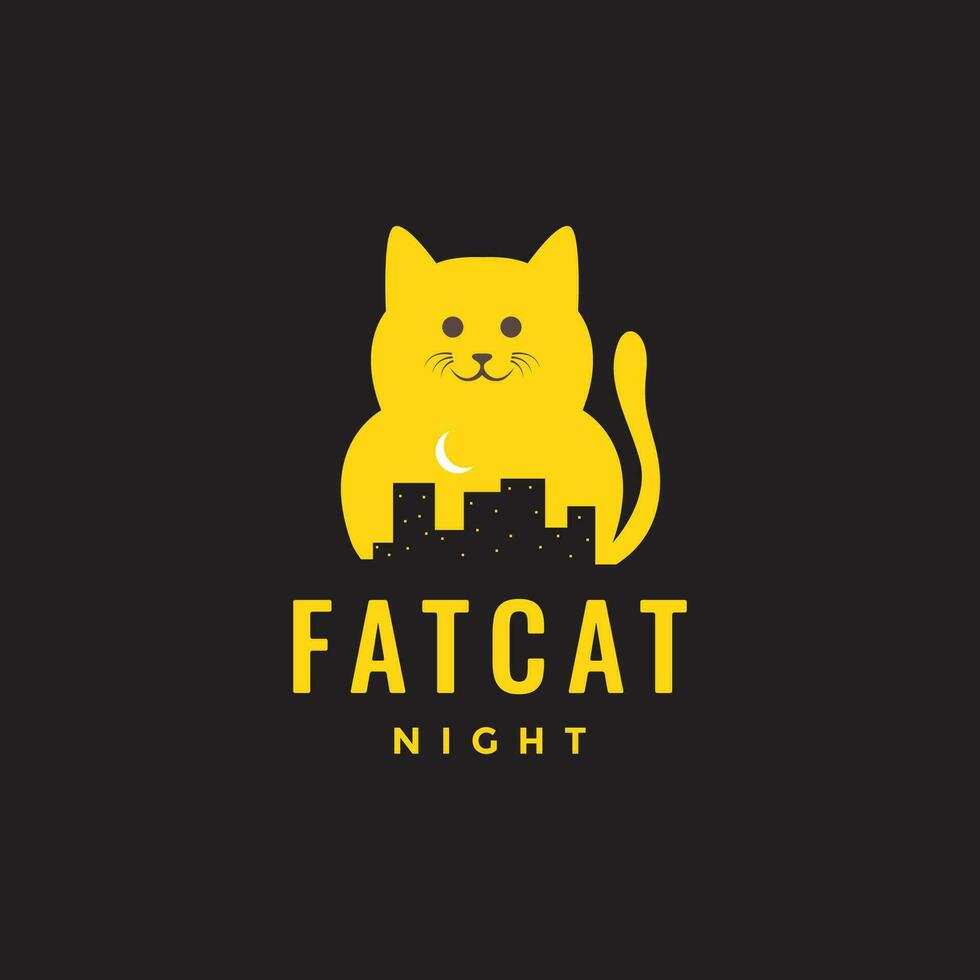 animal animais de estimação gato noite cidade construção mascote desenho animado fofa logotipo Projeto vetor