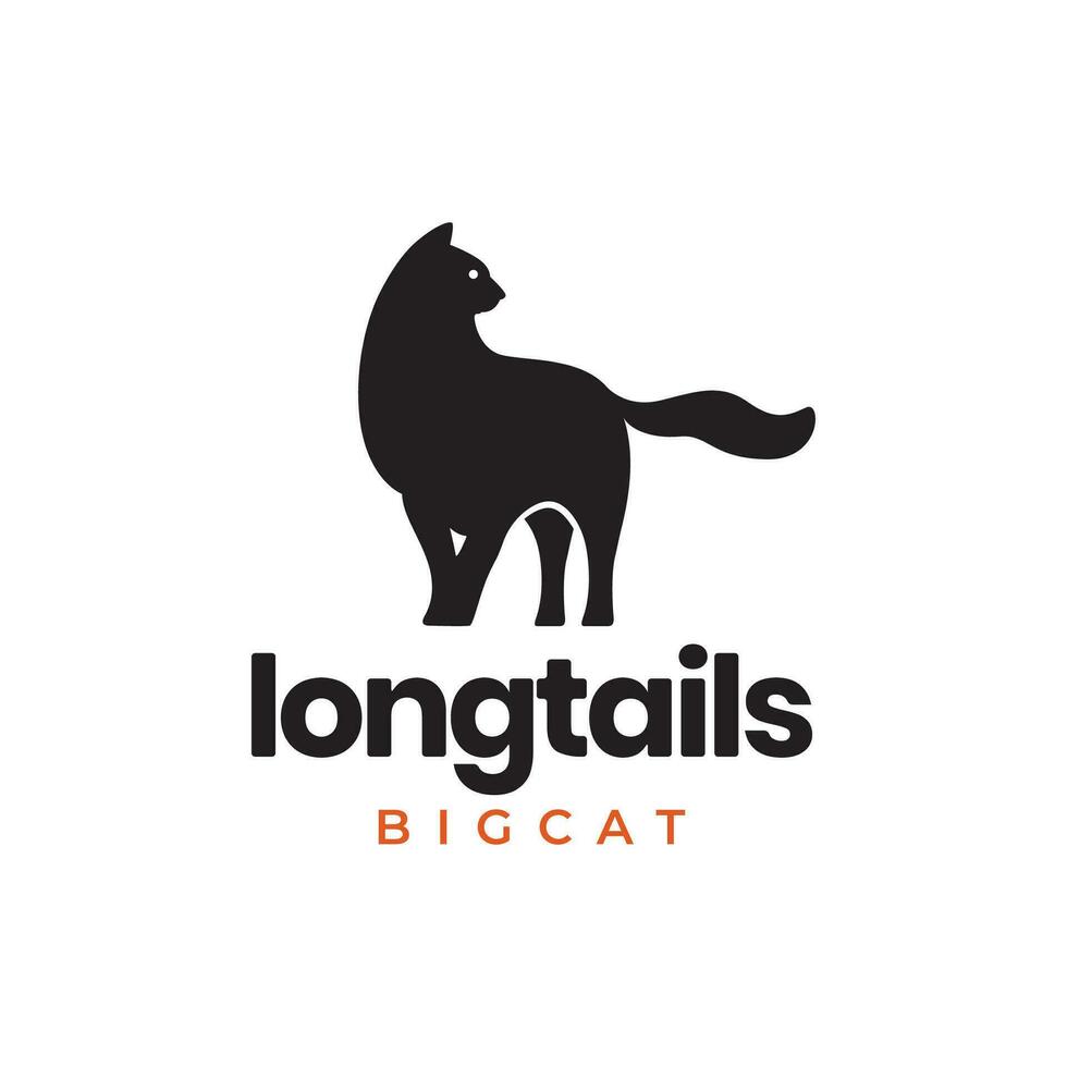 grandes caudas grande gato antigo animal mascote logotipo vetor ícone ilustração